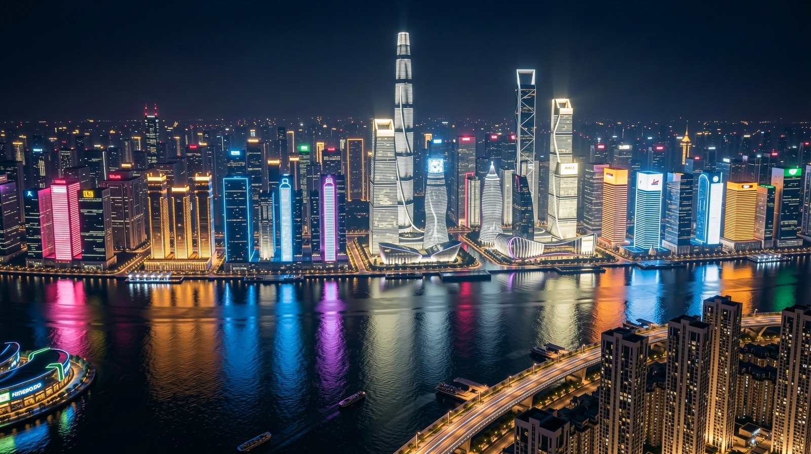 Shanghai skyline at night